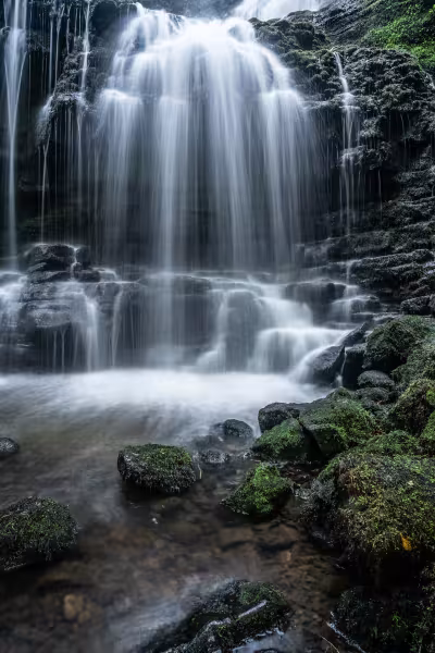Fast moving waterfall "Scaleber Force Waterfall", in Skipton, Yorkshire